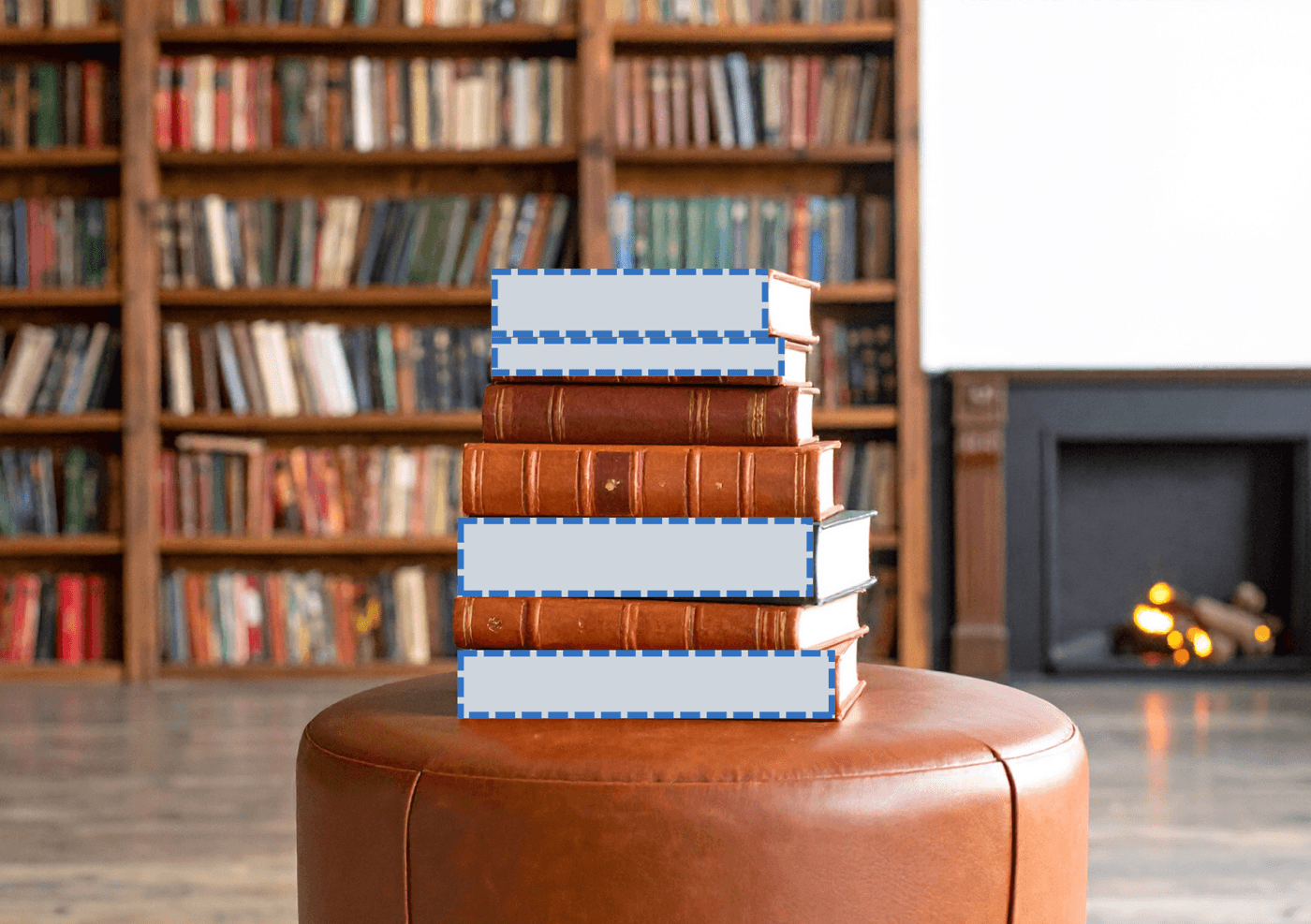 Pila de libros con huecos para los títulos que faltan